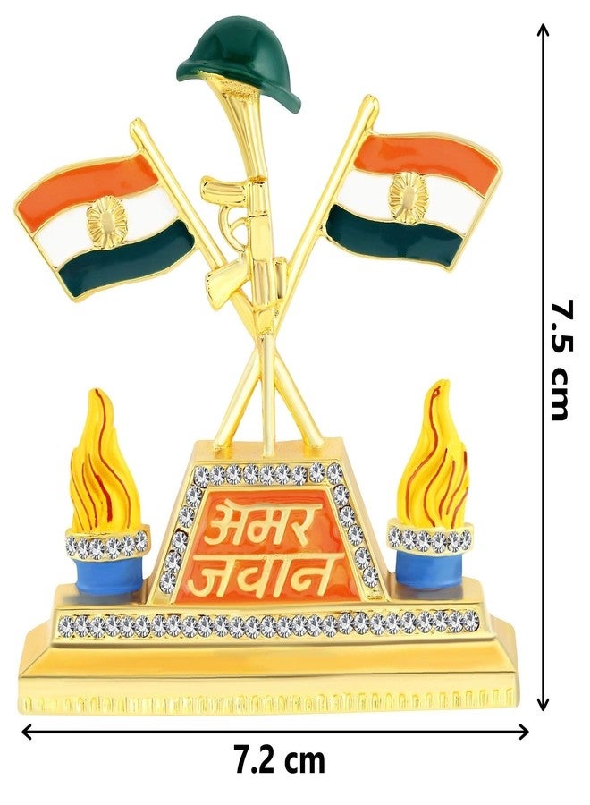 GCT Tricolor Indian Flag Showpiece Tiranga Amar Jawan Soldier (G-54) Color Metal Showpiece for Car Dashboard Home Décor Office Table Showpiece - Image 2